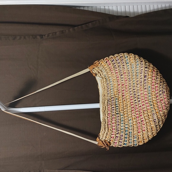 Handbags - Colorful purse/bag STRAW Wicker Purse Handbag EUC